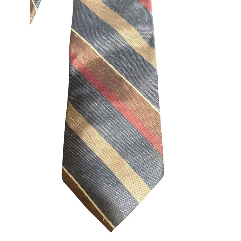 Vintage Gallaria Collection by Damon Men's Red & Blue Striped Necktie